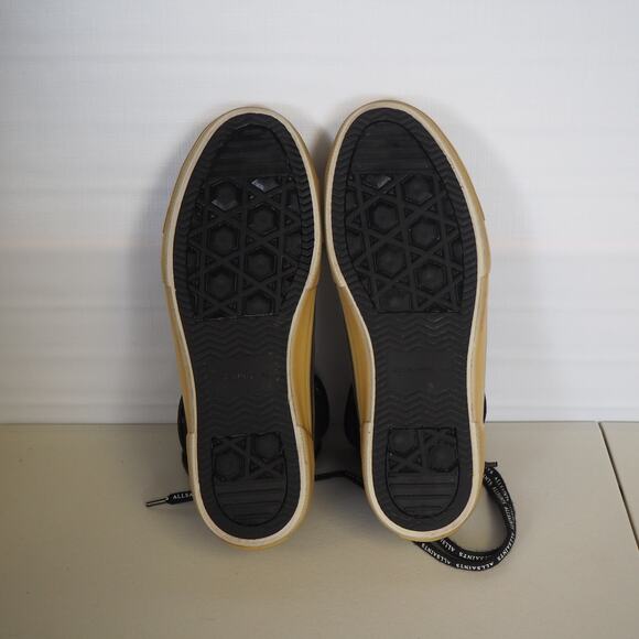 ALLSAINTS Jaxon High Top Canvas Sneaker Shoes Mens S US 9 EU 42 Black Distressed - Picture 9 of 11